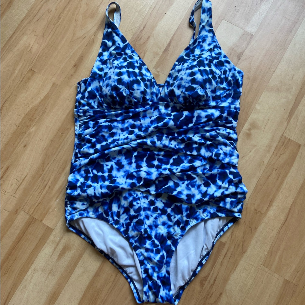 Blue patterned one-piece